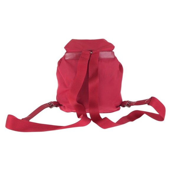 Prada Tessuto Triangle Logo Plate Red Silver Hardware Nylon Leather Rucksack Day main image 8